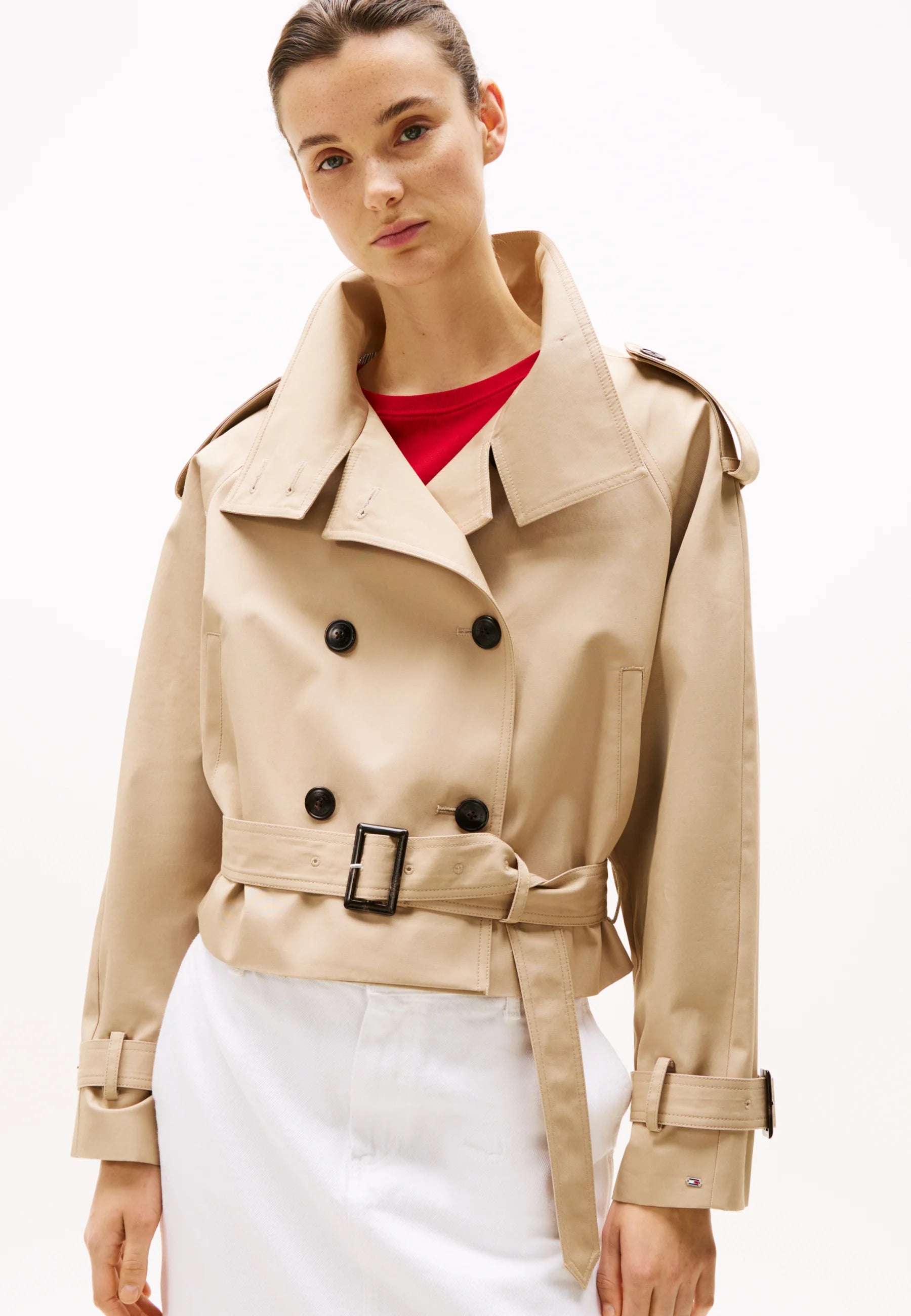 Short trench coat jacket