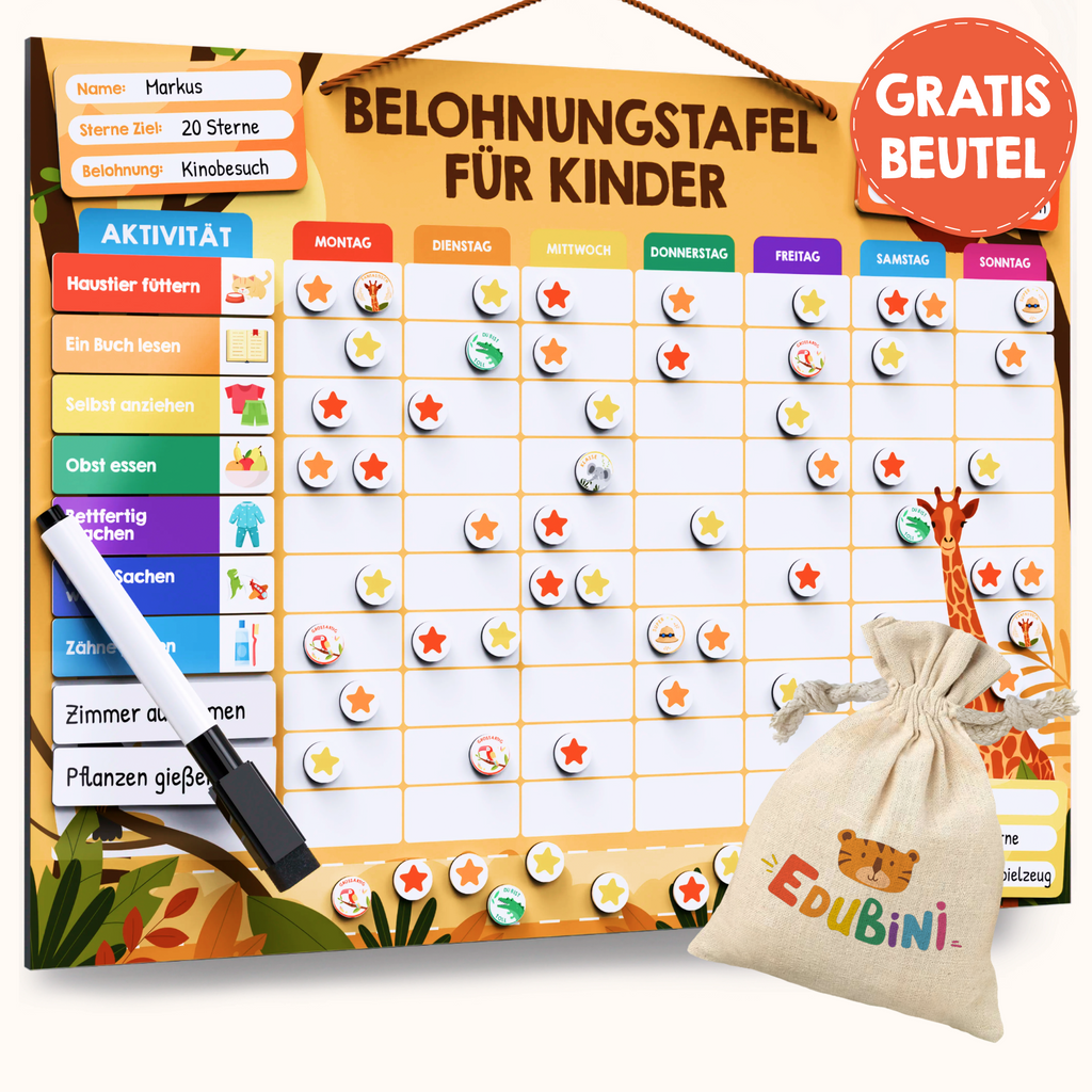 Edubini Magnetische Belohnungstafel (+gratis Beutel)