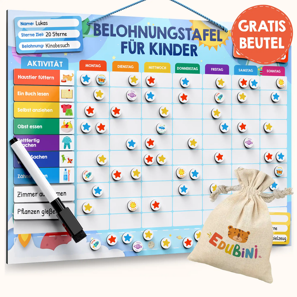 Edubini Magnetische Belohnungstafel (+gratis Beutel)