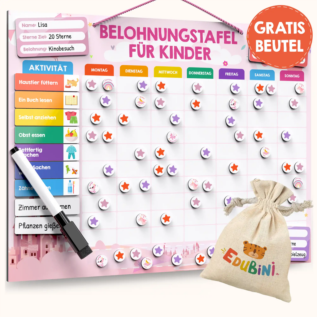 Edubini Magnetische Belohnungstafel (+gratis Beutel)