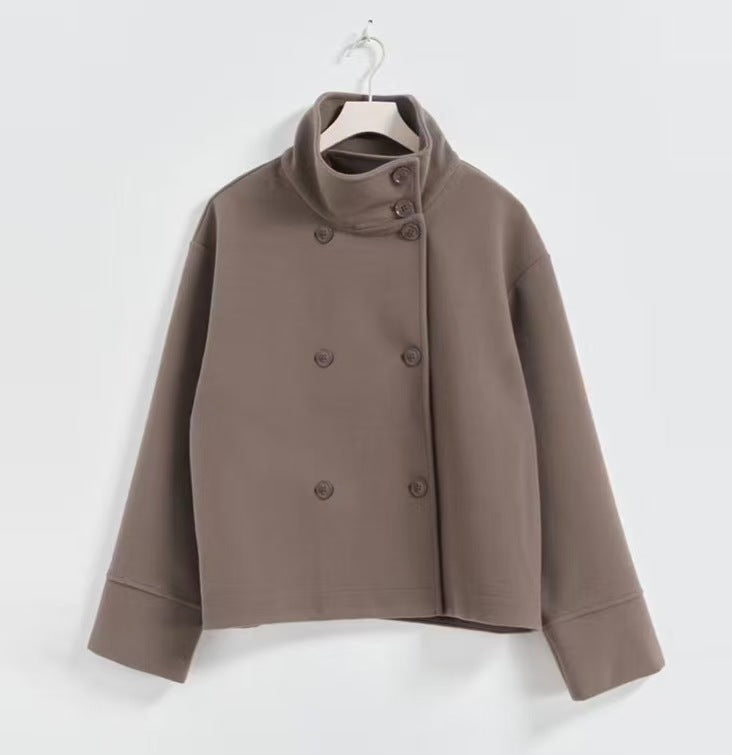 Luna Noora High-Neck Double-Breasted Jacket