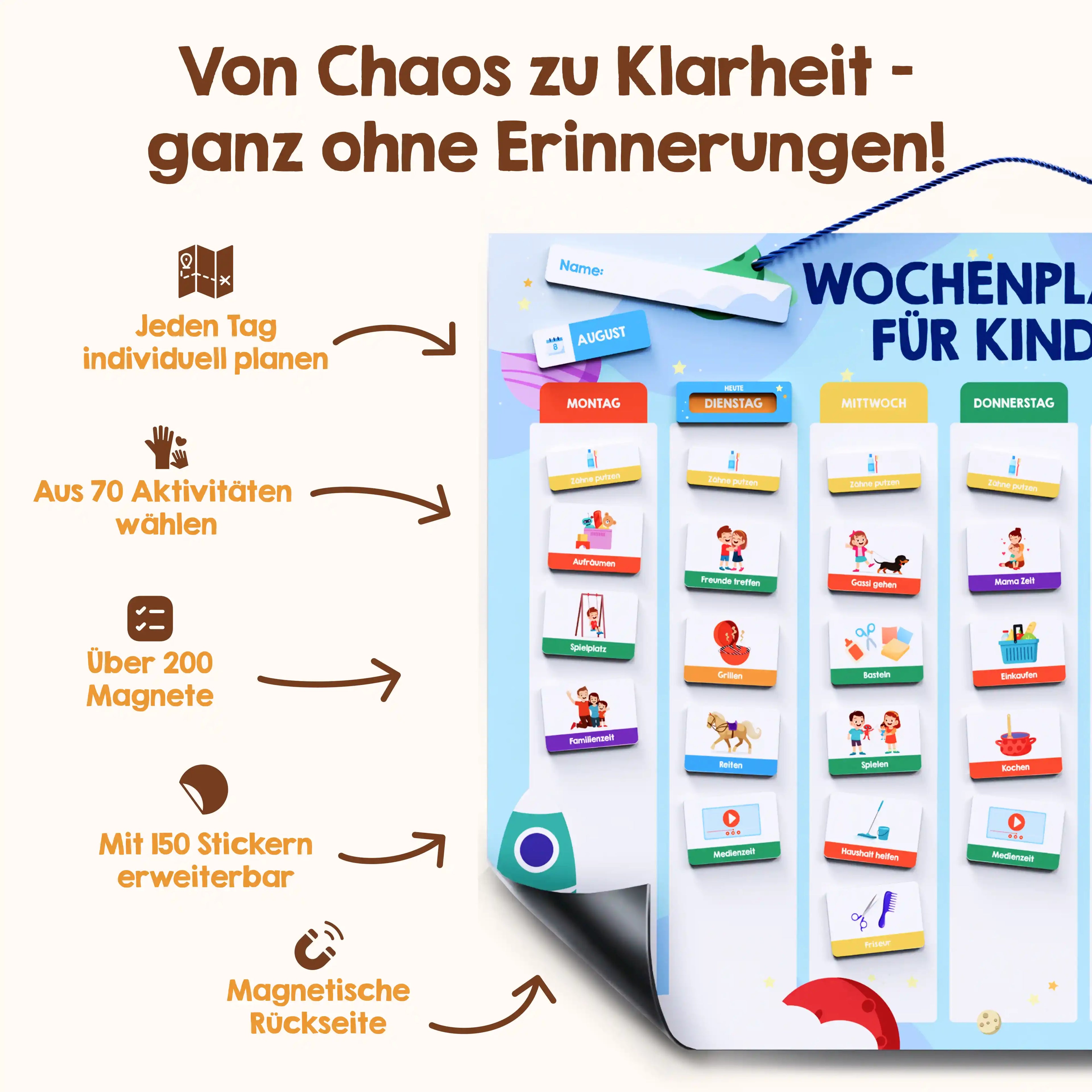 Edubini Magnetischer Wochenplaner für Kinder