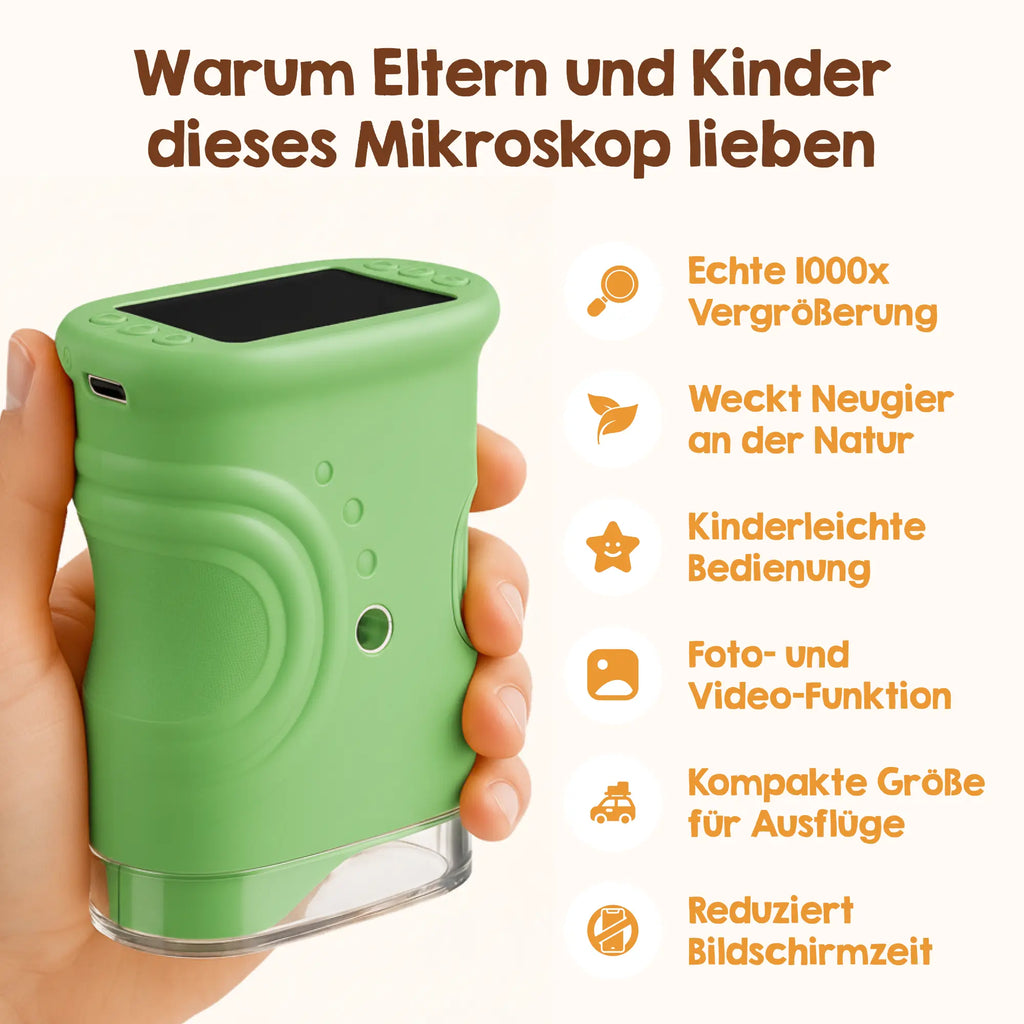 Edubini Abenteuer-Mikroskop für Kinder (+gratis Kartenset)