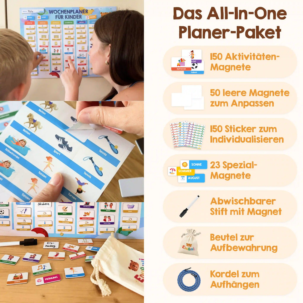 Edubini Magnetischer Wochenplaner für Kinder
