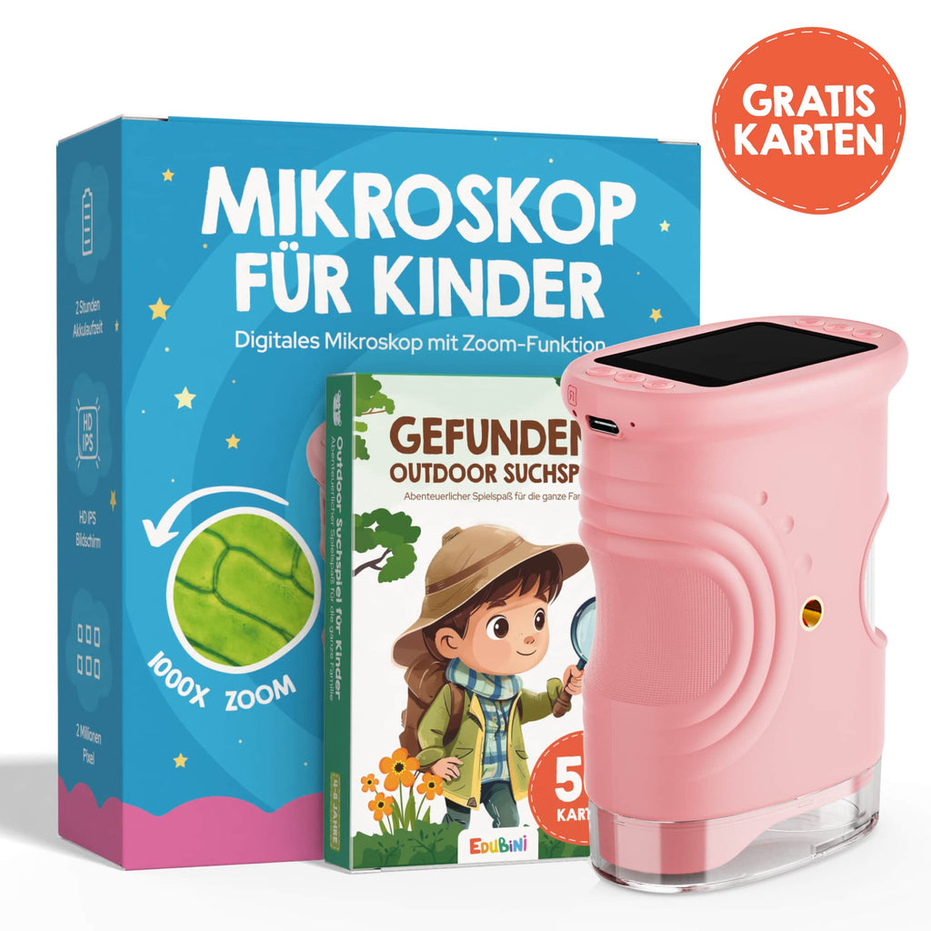 Edubini Abenteuer-Mikroskop für Kinder (+gratis Kartenset)
